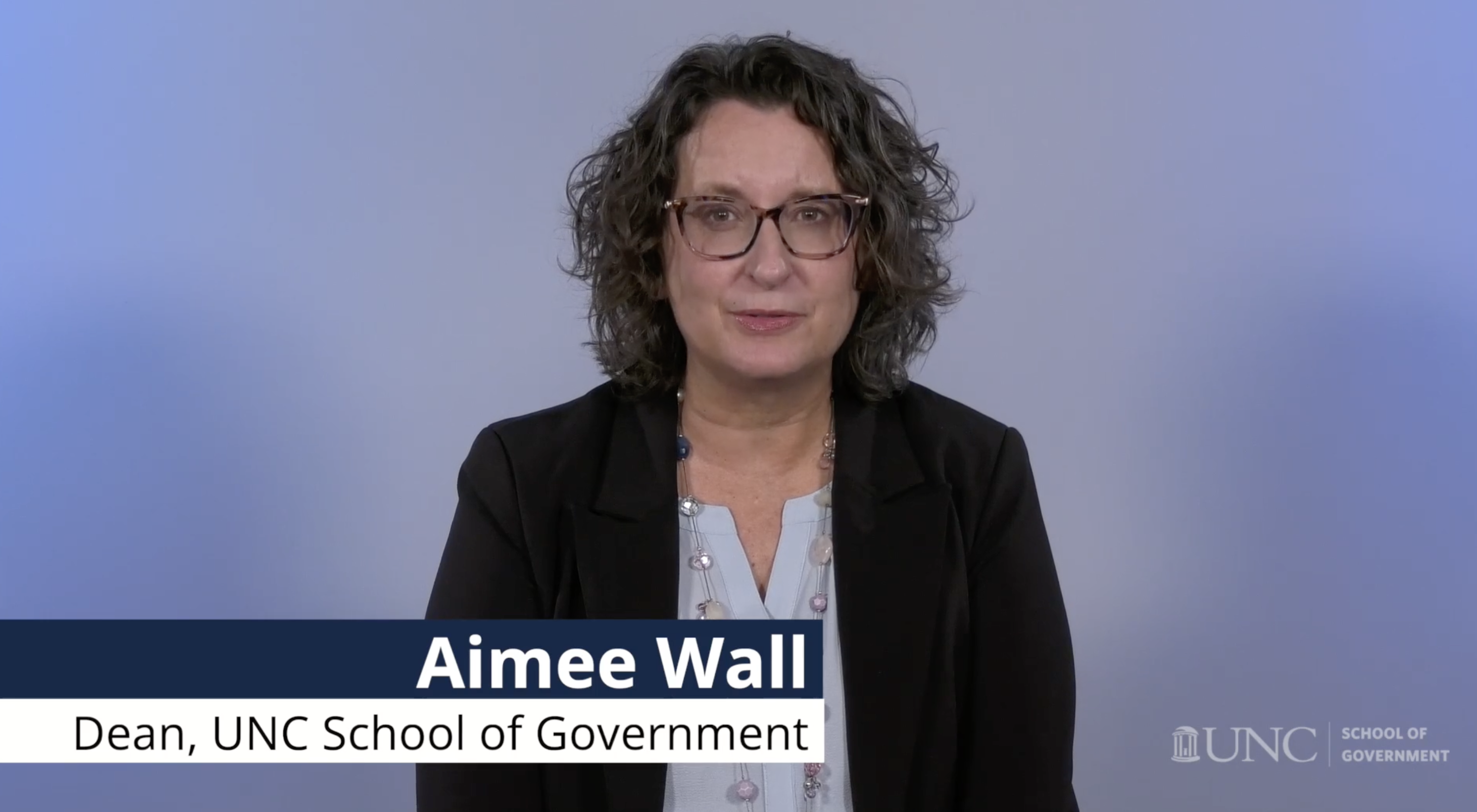 Video of Aimee Wall, Dean of UNC the School of Government, talking about the importance of donor support on GiveUNC.